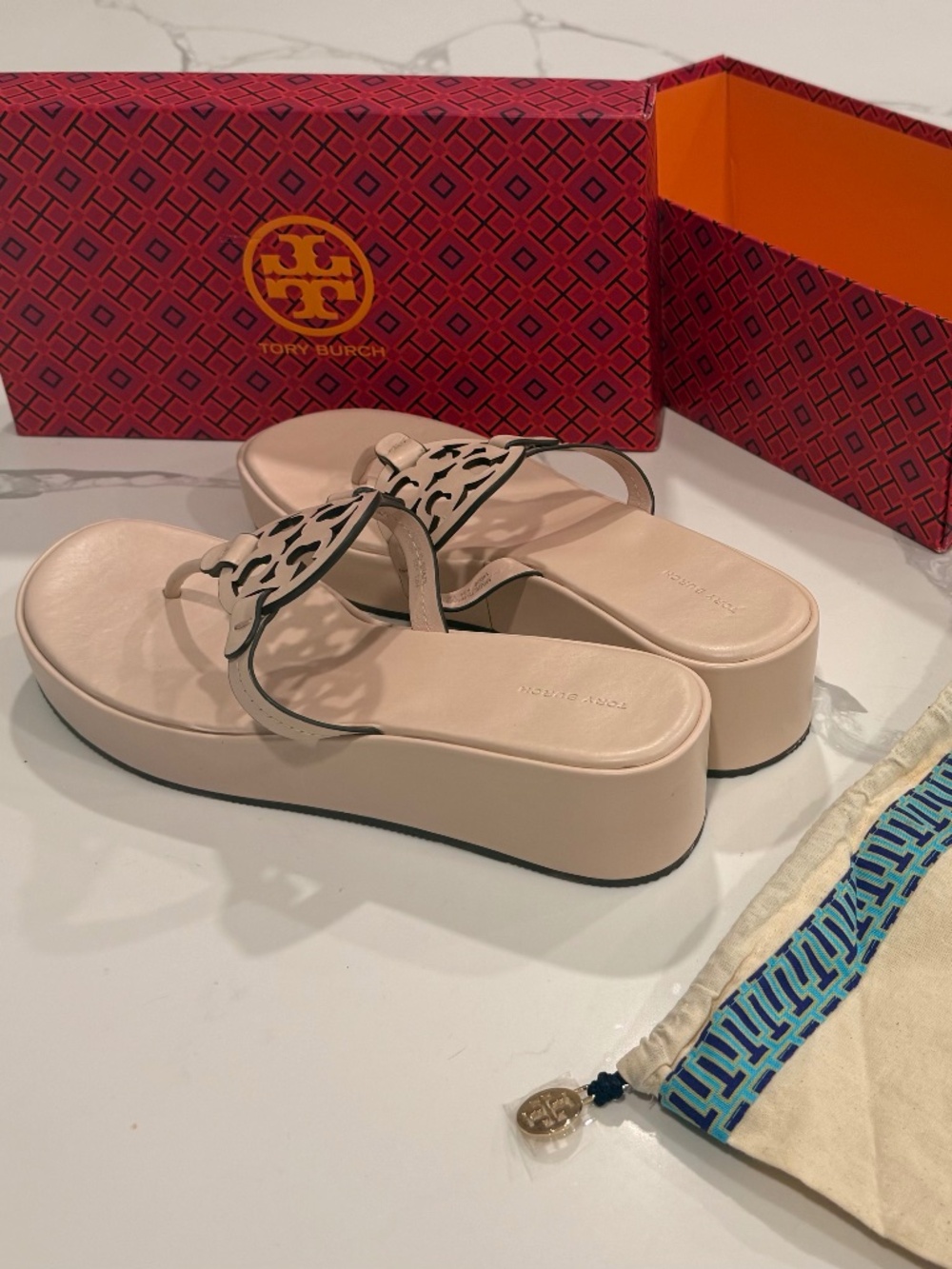 Tory Burch Women's Miller Wedge 2.5 MM Soft Pink Size 13